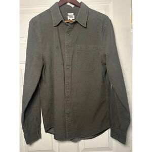 Bridge & Burn Slim Fit Men's‎ Button Down Shirt Olive Green Dot Pattern Large